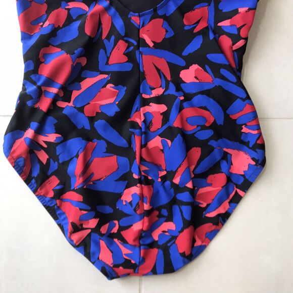 Aqua Green Swim One Piece Swimsuit Multicolor Floral Shirred - Picture 10 of 10